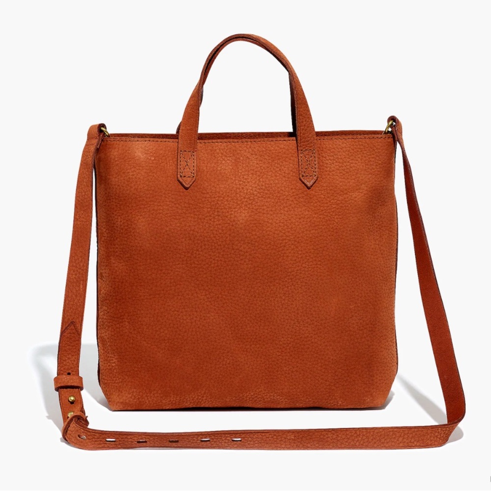 Madewell suede bucket bag with detachable strap